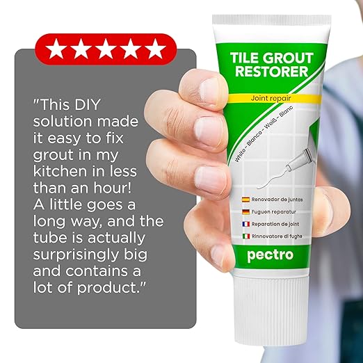 Tile Grout Repair XL – White Grout Filler Tube for Bathroom & Kitchen – Fast Drying, Odorless, Easy to Apply – Restores Tile Gaps, Cracks, Lines & Joints- (Bigger: 14,12oz - 400g)