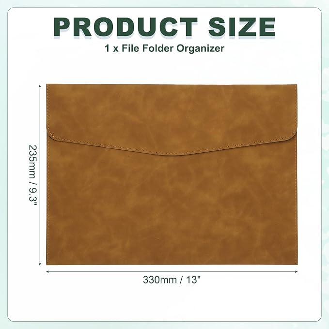 PATIKIL PU Leather A4 File Folder, Document Holder Filing Organizer Portfolio Envelope Folder Case with Snap Closure for Letter Receipt, Brown