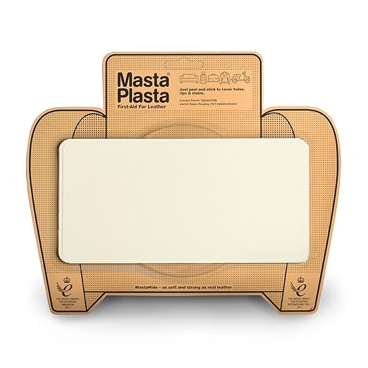 MastaPlasta Self-Adhesive Premium Leather Repair Patch - Ivory 8" x 4" (20 x 10 cm). Your Instant Stick-On Upholstery-Quality Leather Repair Kit for Couches, Car Interiors, Bags & DIY