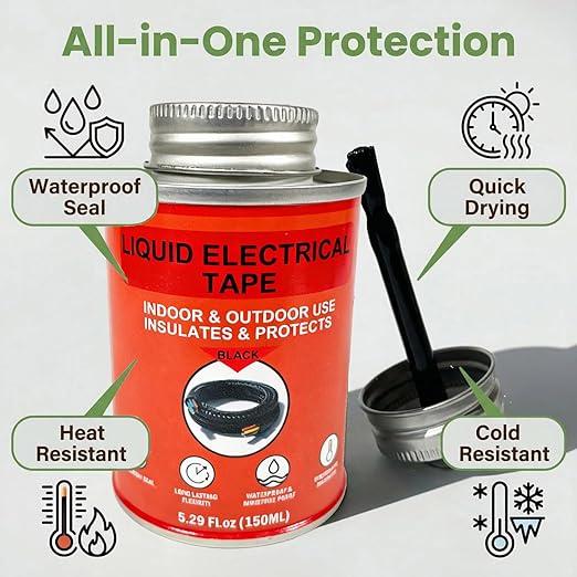 150ml Liquid Electrical Tape Insulating Repair Glue, Quick-Drying Waterproof High Temp Resistant Insulation Coating with Brush Cap for Wires Cables Outdoor Electrical Equipment Fixing