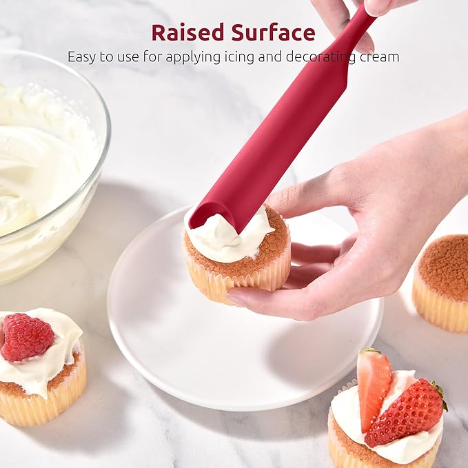 U-Taste Silicone Jar Spatula for Sourdough Starter: Long Skinny Food-Grade Jam Spreader, Sturdy Stirring Stick Bowl Scraper with Flexible Spoon Tip, Mixing Icing Tool, Peanut Butter Knife (Red)