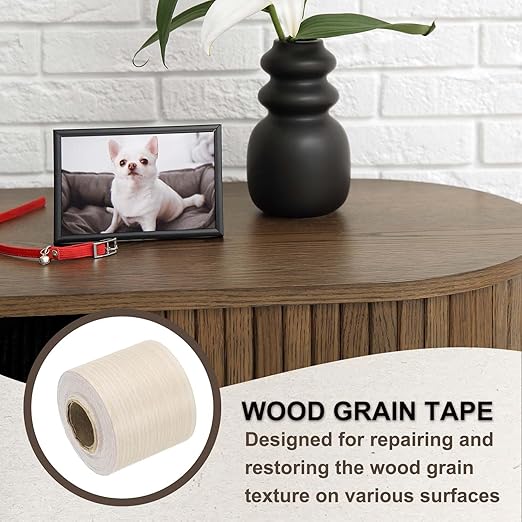 PATIKIL Wood Grain Tape 2" x 32 ft, Self-Adhesive Wood Texture Repair Tape Realistic Wooden Effect Patch for Furniture Cabinets Floor Walls, Poplar Wood