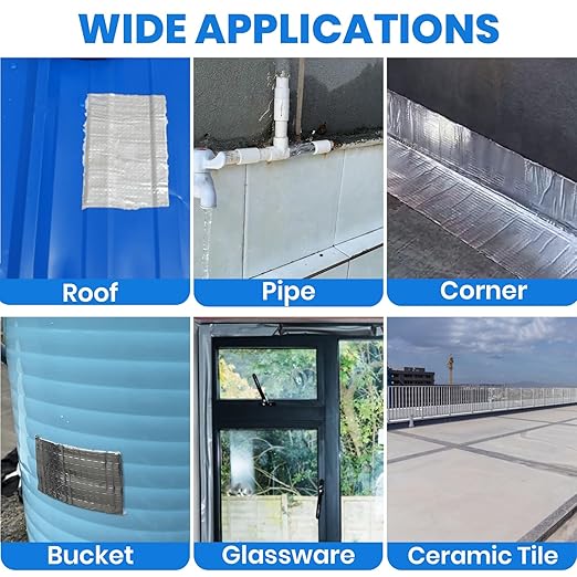 ADHES Butyl Tape Waterproof Tape Aluminum Foil Tape Sealan Tape,8in x 16ft for RV Repair, Window, Boat and Pipe Sealing, Glass & EDPM Rubber Roof Patching,9 Rolls(Model:RA100-1,Glue Color:White)