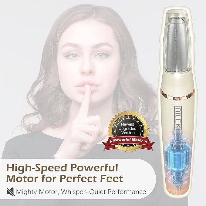 Upgraded Electric Foot Callus Remover, IRILEKI Callus Removers for Feet, Pedicure Tools for Feet, Rechargeable Portable Foot File Pedicure Tools, Foot Care for Dead Skin, for Feet & Hands (Beige)