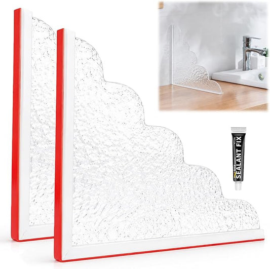 2 Pcs Shower Splash Guard, 9.25” x 9.25“Self-Adhesive Bathtub Splash Guard Removable Shower Water Guard with Silicone Base for Bathroom, Kitchen Sink Shower Guards to Keep Water in Shower