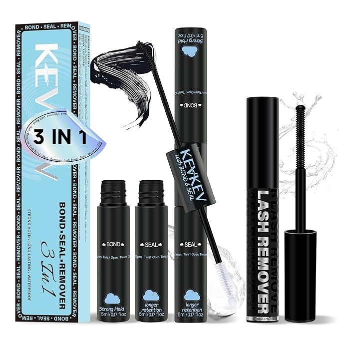 Lash Bond and Seal Lash Remover For Lash Extensions 3 In 1 Kit Strong Hold Bond and Seal Lash Glue Gentle Quick Removal Lash Cluster Remover DIY Lash Extension At Home,Easy to Use(10ml+5ml)