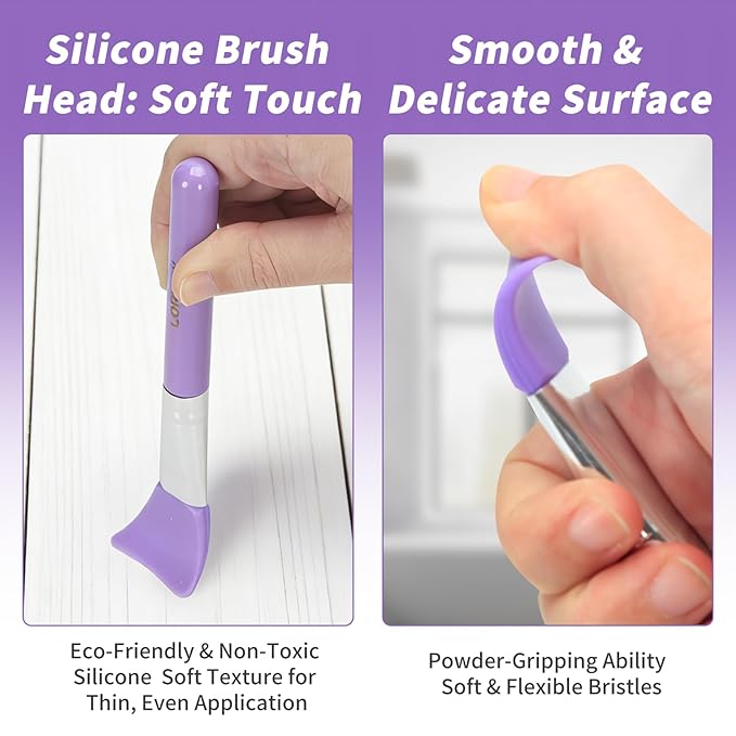 LORMAY 7 Pcs Silicone Brush Applicator Kit for UV Resin Epoxy Art Crafts and Cream Makeup Products (Purple)