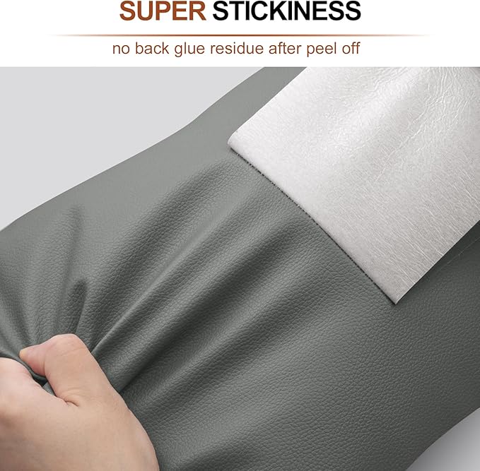 Leather Repair Patch Tape Kit, 4" x 63" Self Adhesive Leather Repair Patch for Furniture, Vinyl Leather Repair Kit for Car Seat, Chairs, Couch, Sofa, Boat Mid-Gray