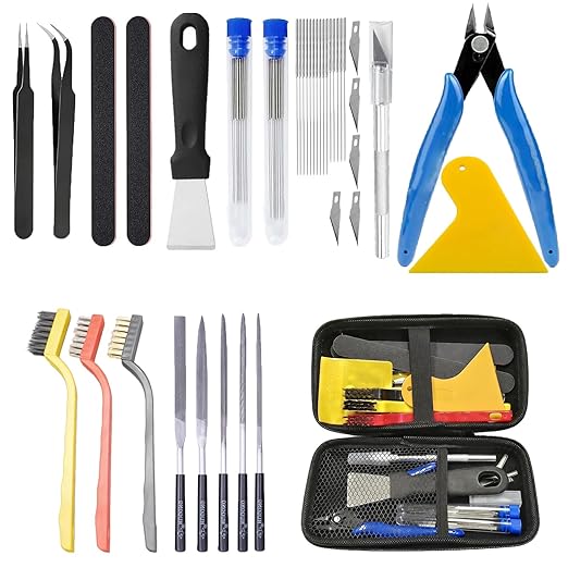 36 Pcs 3D Printer Tool Kit, 3D Printing Accessories with Silicone Scraper, Needle File Set, Tweezers, Brushes, Cutter Grinding Rods for Post Processing Model Finishing