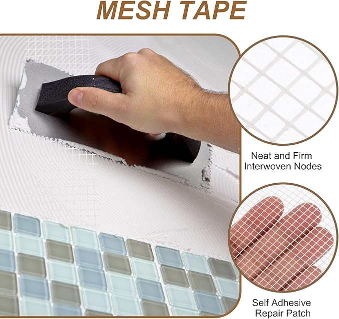 PATIKIL Drywall Repair Mesh Tape, 3 inch x 164 ft Fiberglass Repair Patch Self-Adhesive Dry Wall Joint Tape 6 Mesh Wall Hole Crack and Seam Patch, White