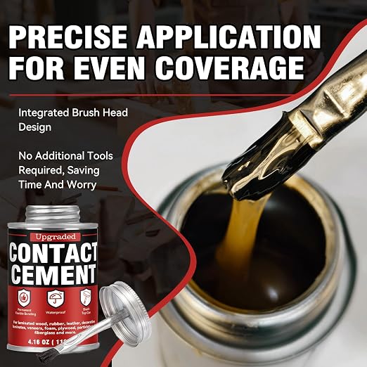 Contact Cement Adhesive 4.16 Oz, High Performance Neoprene Contact Adhesive with Brush, Flexible & Strong Bonding for Woodworking, Leather, Furniture Repairs and DIY Crafts (LDXJ-W01)