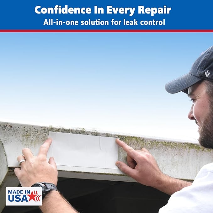 Gaffer Power White Butyl Seal Tape 4” x 5 FT – Waterproof Leak Repair Tape for Roof, Gutters, Pipes & RV – Flexible, Weatherproof, Made in USA