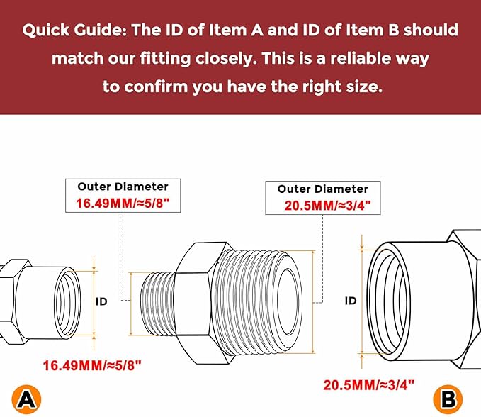 Pack of 5, 1/2" MNPT To 3/8" MNPT Solid Brass Hex Nipple Hose Connectors W/Sealing Tapes, Male Pipe Adapter for Pipe Leak Repair, Bathroom Remodeling, Tool Extension, Compression