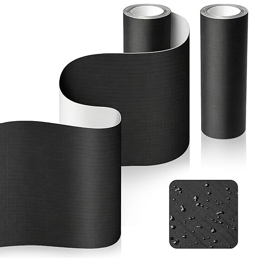 4" x 63" Nylon Patch Repair Kit, Quick Self-Adhesive Waterproof Fabric Patch, Versatile Gear Repair Tape for Down Jackets, Tents, Backpacks, Couch, Sleeping Bags (Black)