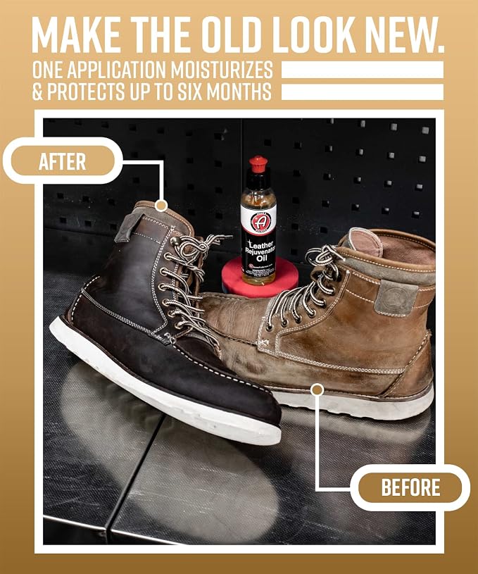 Adam's Polishes Leather Rejuvenator Oil (4oz) - Cleans, Hydrates, Protects All Leather Types, Colors, & Ages - Non Sticky, Non Greasy, & Non Silicone