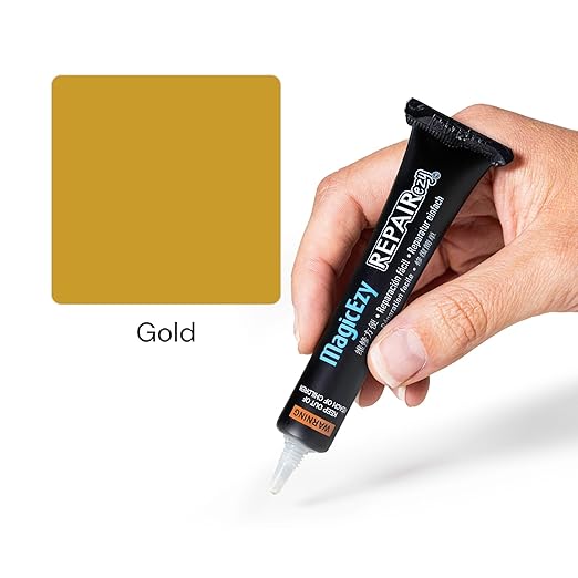 MagicEzy Tile Repair Kit: Porcelain Repair Kit - Ceramic Tile Repair Kit - Mix and Match Colors - Acrylic, Stone, Fiberglass - Wall Touch Up (Gold)