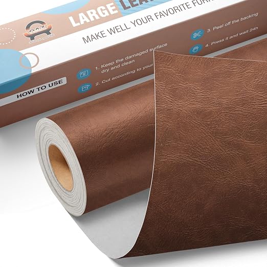 Leather Repair Kit for Furniture 16"x 31.5" Leather Tape Repair Patch Self Adhesive Sofa Vinyl Repair Patch Kit for Car Seat,Couch,Boat Seat,Chair - Classic Dark Brown