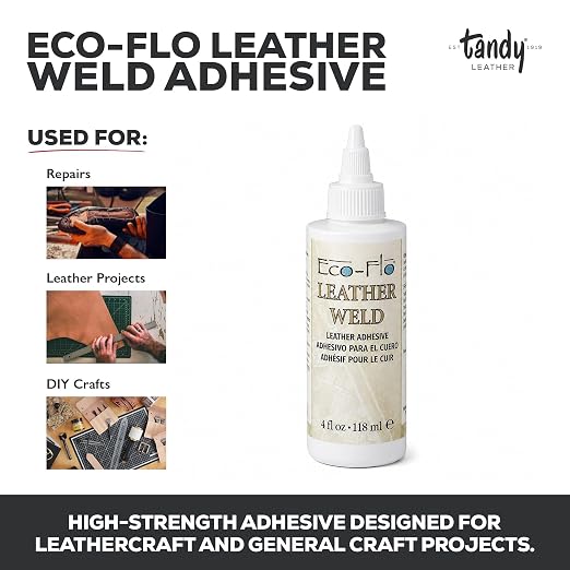 Tandy Leather Eco-Flo Leather Weld Adhesive - Water-Based Quick Tack Glue for Bags, Belts, Shoes, and Craft Projects - Smooth Spread Formula - 4 fl oz