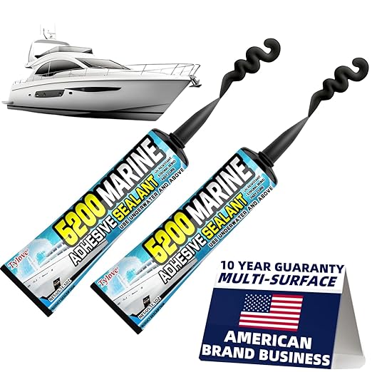 5200 Marine Sealant Adhesive Fast Cure - Permanent, Watertight Bonding and Sealing - UV Resistant, Above & Below Waterline- for Boats, Hulls, Decks & RVs,Pond Sealant 3oz (2Pack Black)