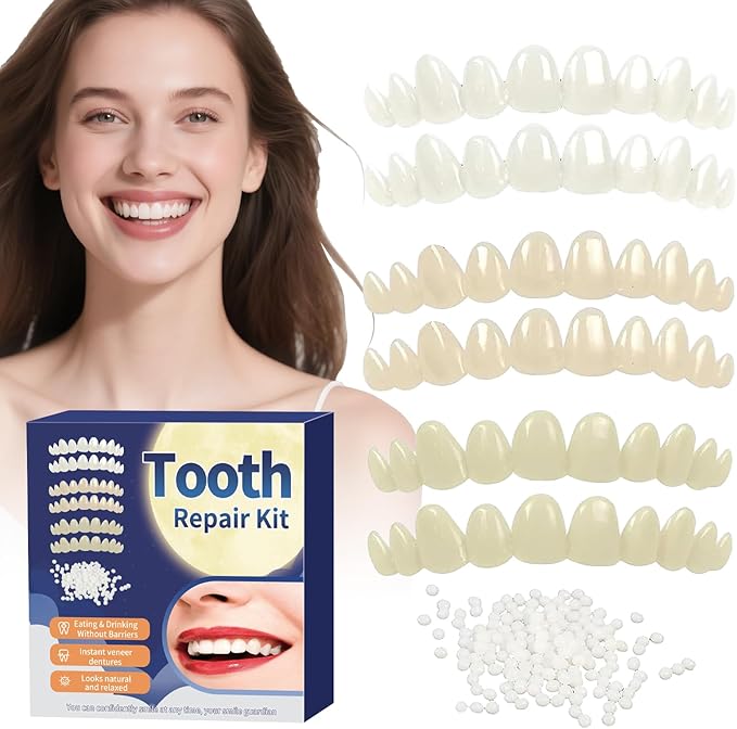 Tooth Repair Kit，Temporary Natural Shade for Filling The Gap, Moldable Thermal Beads Replacement Kit Replace The Missing or Broken Tooth-6PCS-AK02