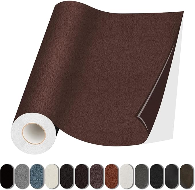 Leather Repair Patch, Self Adhesive Leather Repair, Large Vinyl Patch Tape for Couches, Furniture, Car Seats, Cabinets, Wall, Handbags （Brown, 3.5X79 Inch）
