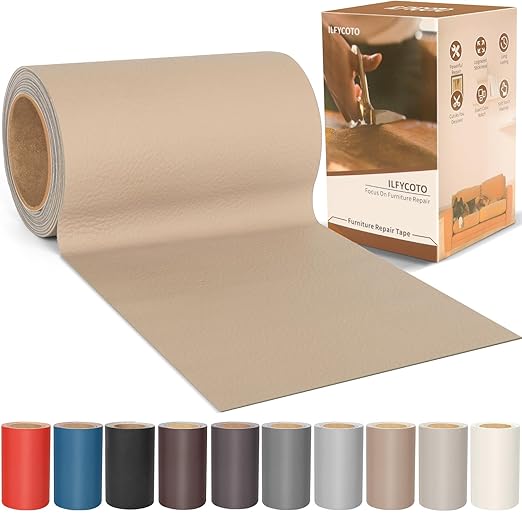 Self Adhesive Leather Repair Patch Tape 4x70 inch, Vinyl Repair Kit, Leather Repair Kit for Couches, Furniture, Car Seat, Boat Seat, Sofa, Vinyl Upholstery, Chair, Interior - Ivory Brown #1