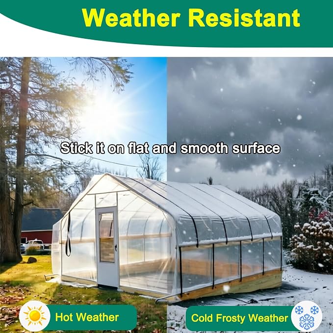 Greenhouse Repair Tape Clear, Heavy Duty Waterproof UV Resistant Sealing Tape for Plastic Film, Poly Sheeting and Garden Covering, 3.15INx65FT