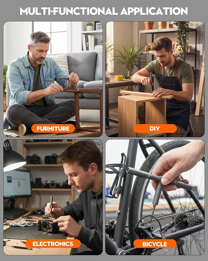 Saker 42-in-1 Magnetic Screwdriver Kit with T Handle Multi-Bit Ratchet Screwdriver Set for Home, Computer, Bicycle, Furniture, DIY Gifts Dark Grey