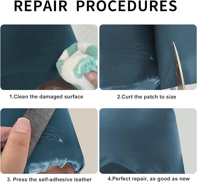 Leather Repair Patch, 17X79 Inch Self Adhesive Leather Repair, Large Vinyl Patch Tape for Couches, Furniture, Car Seats, Cabinets, Wall, Handbags （Blue, 17X79 Inch）