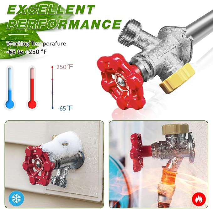 10 Inch Anti-Siphon Frost Free Sillcock Valve Multiturn 1/2 Inch NPT, 3/4 Inch Hose Bibb, Brass Body, Brass Valve, 12 Inch Length, Chrome Finish