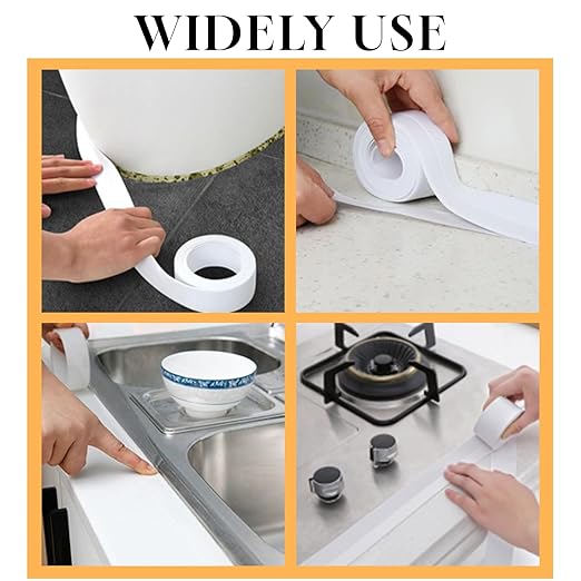 White Caulk Tape Waterproof Self Adhesive, Peel & Stick Sealant Strip for Toilet, Bathtub, Shower & Floor Tile