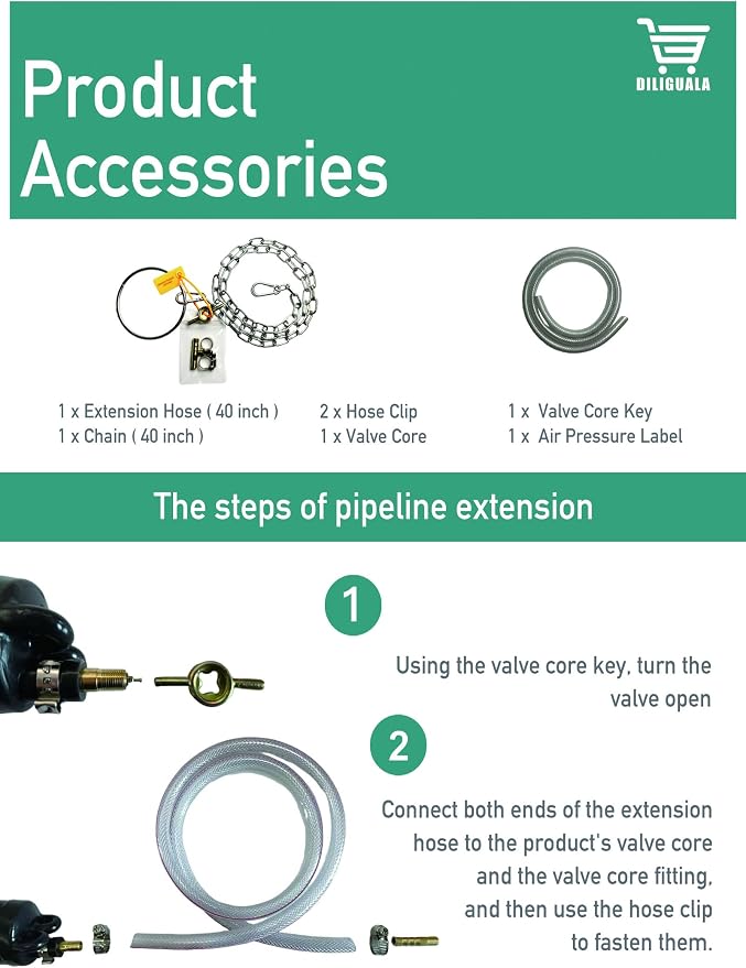 DILIGUALA Inflatable Pipe Plug (Airbag) for Drainage Pipe & Sewer Pipe, Water Shut Off Tool with Accessories - Plumbing Tool for Pipe Repair, Closed Water Testing & Temporary Blocking (2 inch)