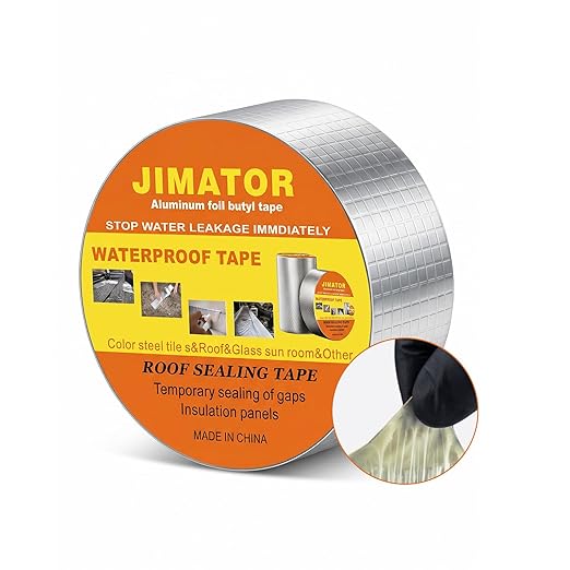 Butyl Waterproof Tape, 2 inch x16 feet Aluminum Foil Tape, Butyl Sealant Tape for RV Roofs, Boats, and Pipes, and for Glass & EPDM Roof Leak Patching, Silver