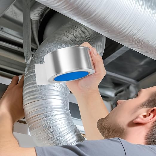 Thicker Silver Aluminum Foil Tape for ductwork, 2-inch x 130 Feet, 3.9 mils High-Temperature Sealing & Patching, Heavy Duty HVAC Tape for Air Ducts Vents, Metal Repair, Exhaust Pipe, AC Dryer, Furnace