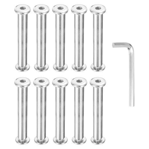 PATIKIL M6x6mm Hex Chicago Screws 8x55mm, 10Pcs 304 Stainless Steel Metric Hex Drive Socket Cap Binding Post Screw Posts for Scrapbook Leather Belt Album Furniture Repair, Silver