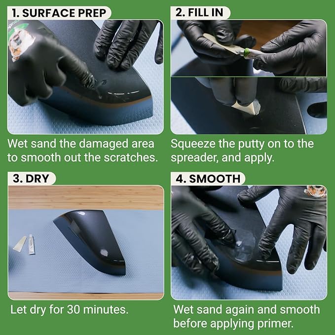 TouchUpDirect Scratch & Chip Putty - Ready-Mixed 5g Automotive Body Filler Kit for Deep Scratches & Gouges, Complete Chip Repair Kit with Spreader & Sandpaper - No Mixing Required