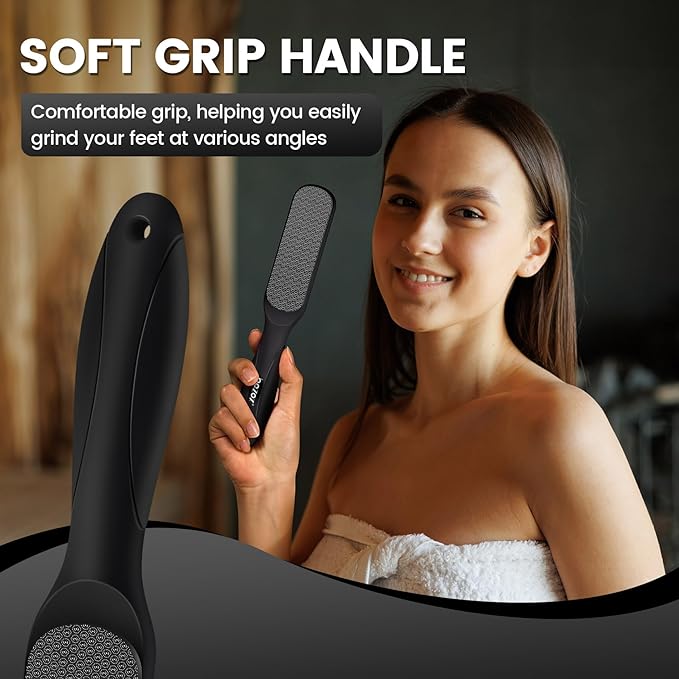 BEZOX Double-Sided Glass Foot File Callus Remover(1 PCS), Foot Scrubber for Dead Skin, Smooth Feet Pedicure Tools for Feet, Pumice Stone for Feet, Heel Scraper for Cracked Heels - Black