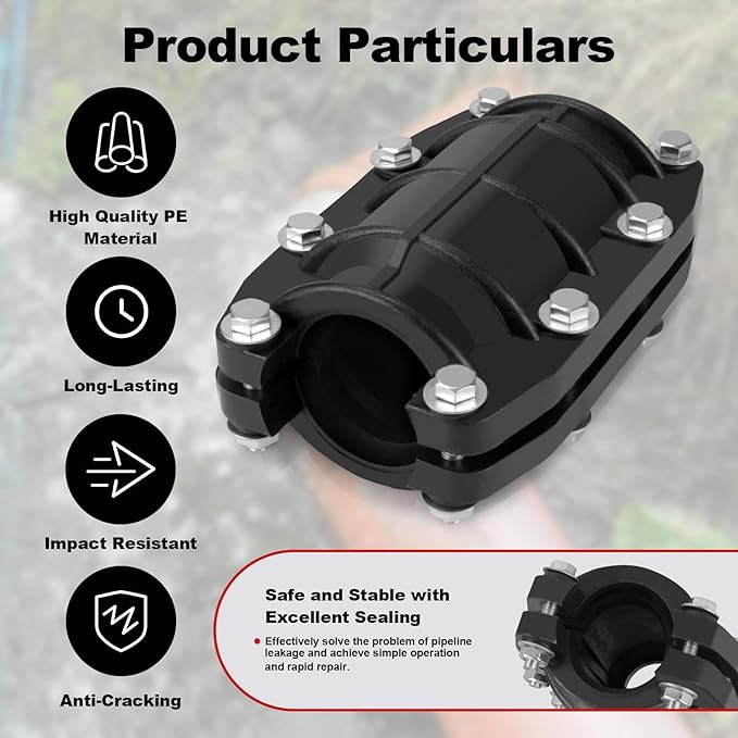 Pipe Repair Clamp 1-1/2 inch, Water Pipe Leak Repair Clamp, Pipe Repair Kit for Plastic and Metal Pipes, Leak Stopper with Anti-Impact, Suitable for Pipes 40 MM OD