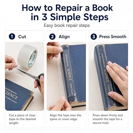 BookGuard Clear Book Repair Tape, 2 in x 15 yd Roll, Stretchable Archival-Safe Polyethylene Book Binding Tape for Spines, Covers, Hinges, Libraries, Schools, Bibles & Hymnals