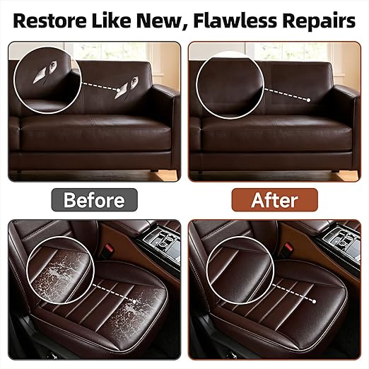 Dark Brown Leather Repair Tape, 3.15" x 59" Heavy Duty Vinyl Repair Patch, Waterproof Self Adhesive Leather Repair Kit for Fixing Holes & Scratches on Couch, Car Seat, Furniture
