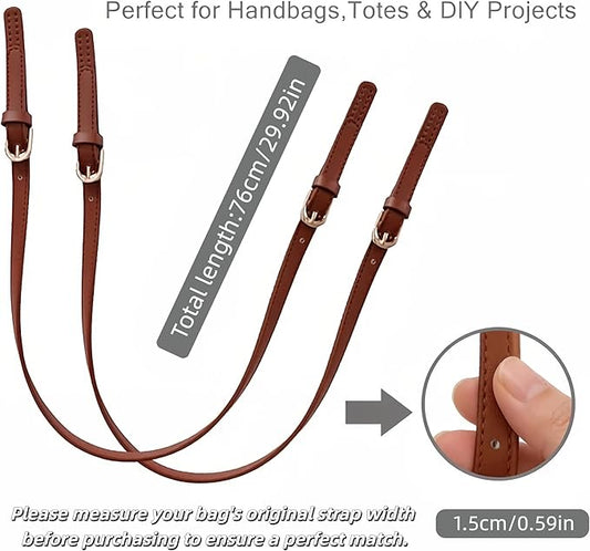 XIMEO 2 Pack Replacement Purse Straps – Adjustable PU Leather Handles with Buckle for DIY Bag Making, Tote & Handbag Repair