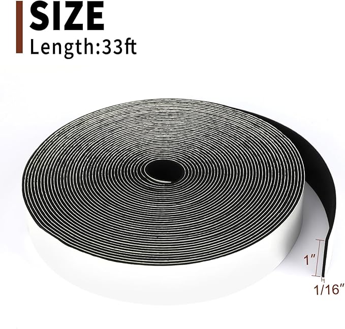 Yotache Thin Weather Stripping Door Seal 1" x1/16, Close Cell Foam Tape with Adhesive for Doors Insulation, Total 33 Feet Long