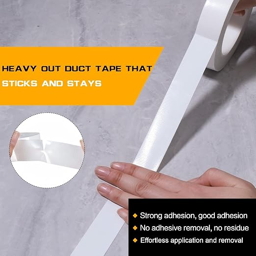 White Duct Tape 1 Inch x 33 Yards, Heavy Duty Waterproof Repair Tape, Straight Hand-Tear Cloth Tape for DIY Craft, Camping Gear, Home Maintenance & Packing
