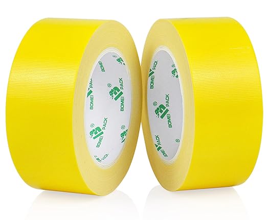 BOMEI PACK Light Yellow Duct Tape, 2Rolls Heavy Duty Strong Industrial Color Duct Tape 9.0 mil x 1.88inch x 30yds for Packing and Repairing