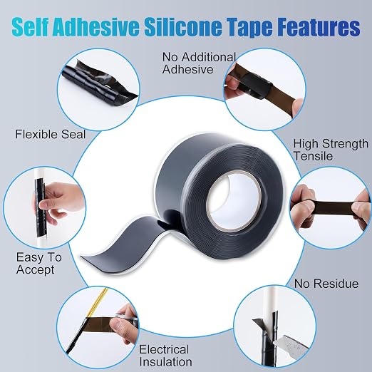 Lichamp Seal Self Fusing Silicone Tape, 1 Inch x 10 Feet x 10 Rolls, Total 100 Feet for Plumbing Leak Repair and Electric Wire Wrapping Tape