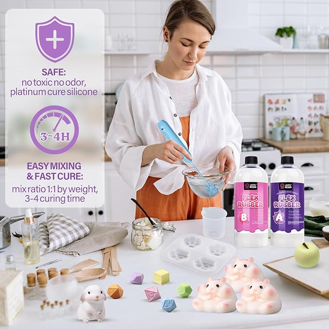 LET'S RESIN Flex Rubber for Making Taba Squishy-Super Soft 60oz Silicone Mix for Squishy Maker, DIY, Custom Cat Paws & Stress Relief Gifts