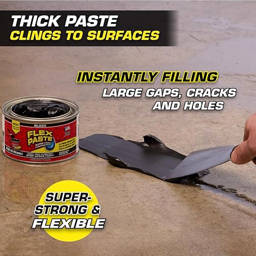 Flex Paste, Waterproof Paintable Putty, Spackle Sealant, Fill Gaps Cracks Holes - Block Out Water and Air - UV Resistant - Walls, Drywall, EPDM, Concrete, Roof, RV Repairs, White, Cartridge