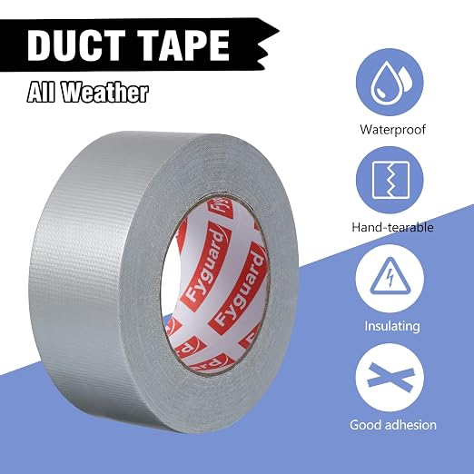 3 Pack Silver Duct Tape 1.89In × 132Yd Total Heavy Duty Waterproof Tape, 8.26Mil Adhesive Repair Duct Tape for Indoor Outdoor Repair Fixation Reinforcement