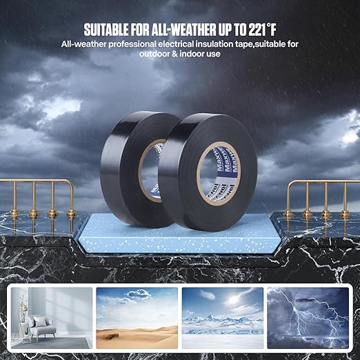 Electrical Tape Vinyl Black - 3/4 IN 65 FT Professional Flame Retardant Waterproof PVC Electrical Insulation Tape For All Weather Under 600V Home Outdoor Multipurpose Electric Insulating Wire Wrapping