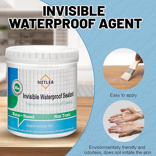 Invisible Waterproof Agent,Transparent Waterproof Coating,Polyurethane Coating for Roofs, Walls, Bathroom, Shower, Window Sills, Indoor & Outdoor(17Fl OZ)